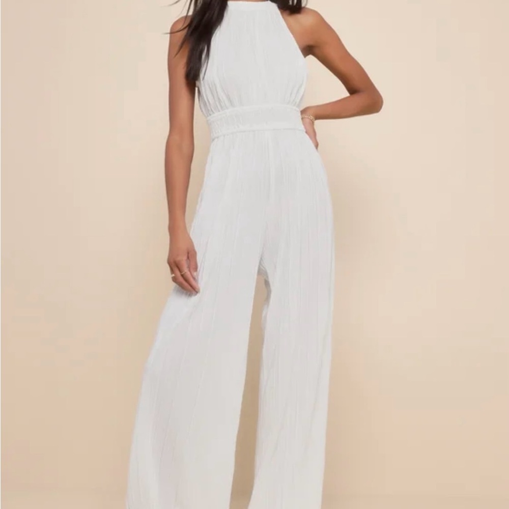 Lulu's Chic White Halter Jumpsuit